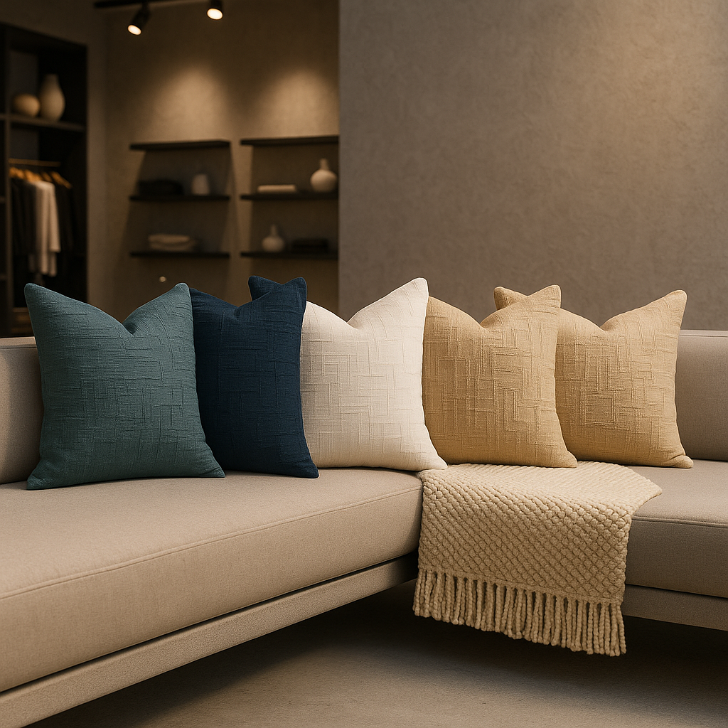 Pack 2 cubre cojín beige chenille 45x45 diseño elegante sala CL 744-6