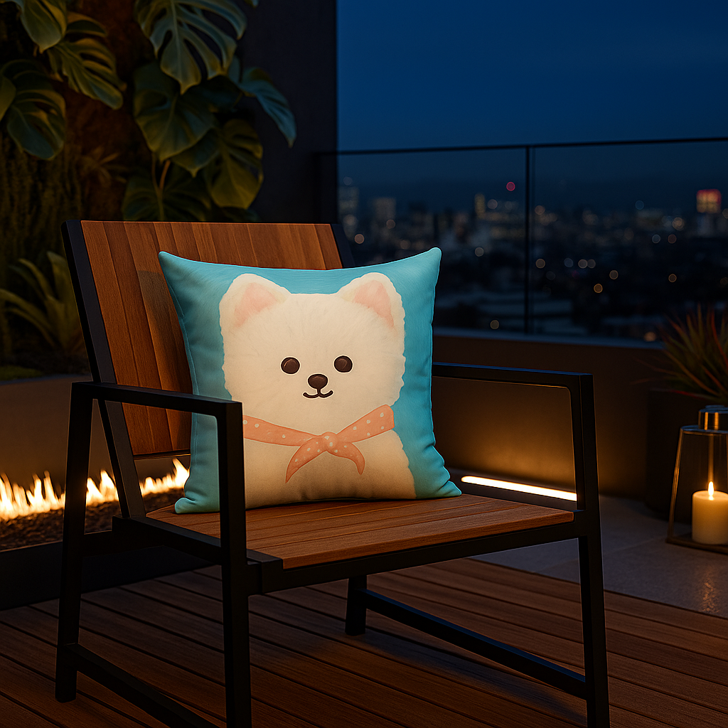 Funda almohada 45x45 doggo nieve azul cute infantil 781-3