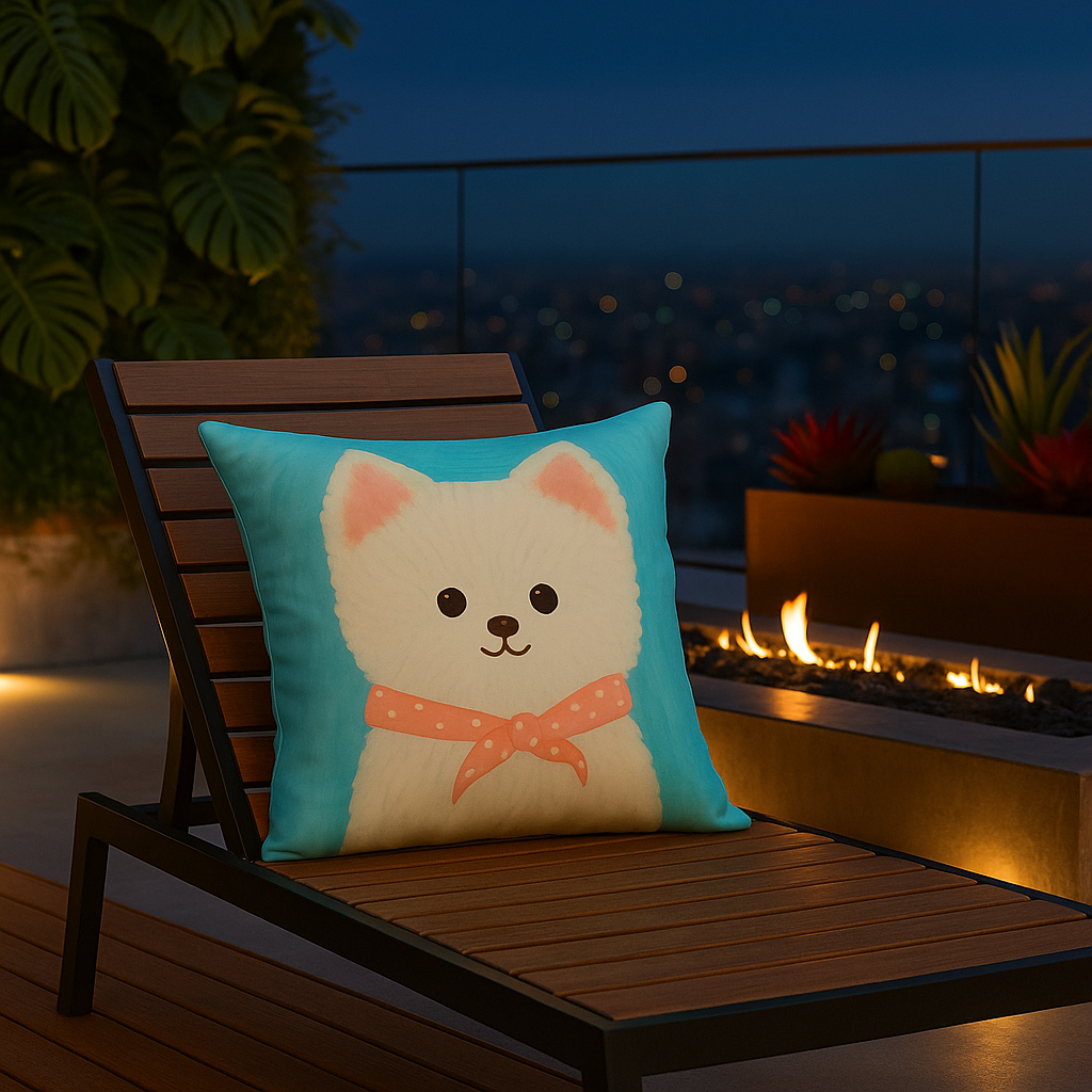 Funda almohada 45x45 doggo nieve azul cute infantil 781-4