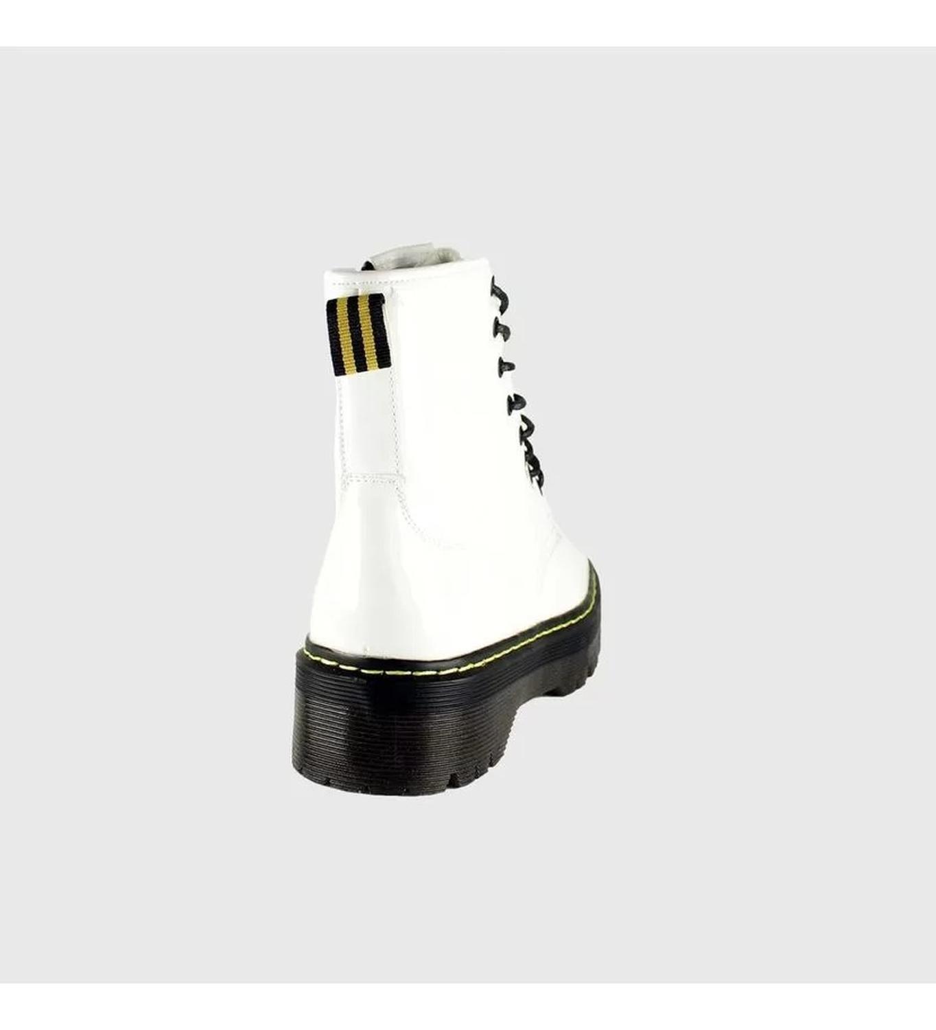 Botin Mujer Plataforma Casual Retro Blanco Brillante - 7233-2