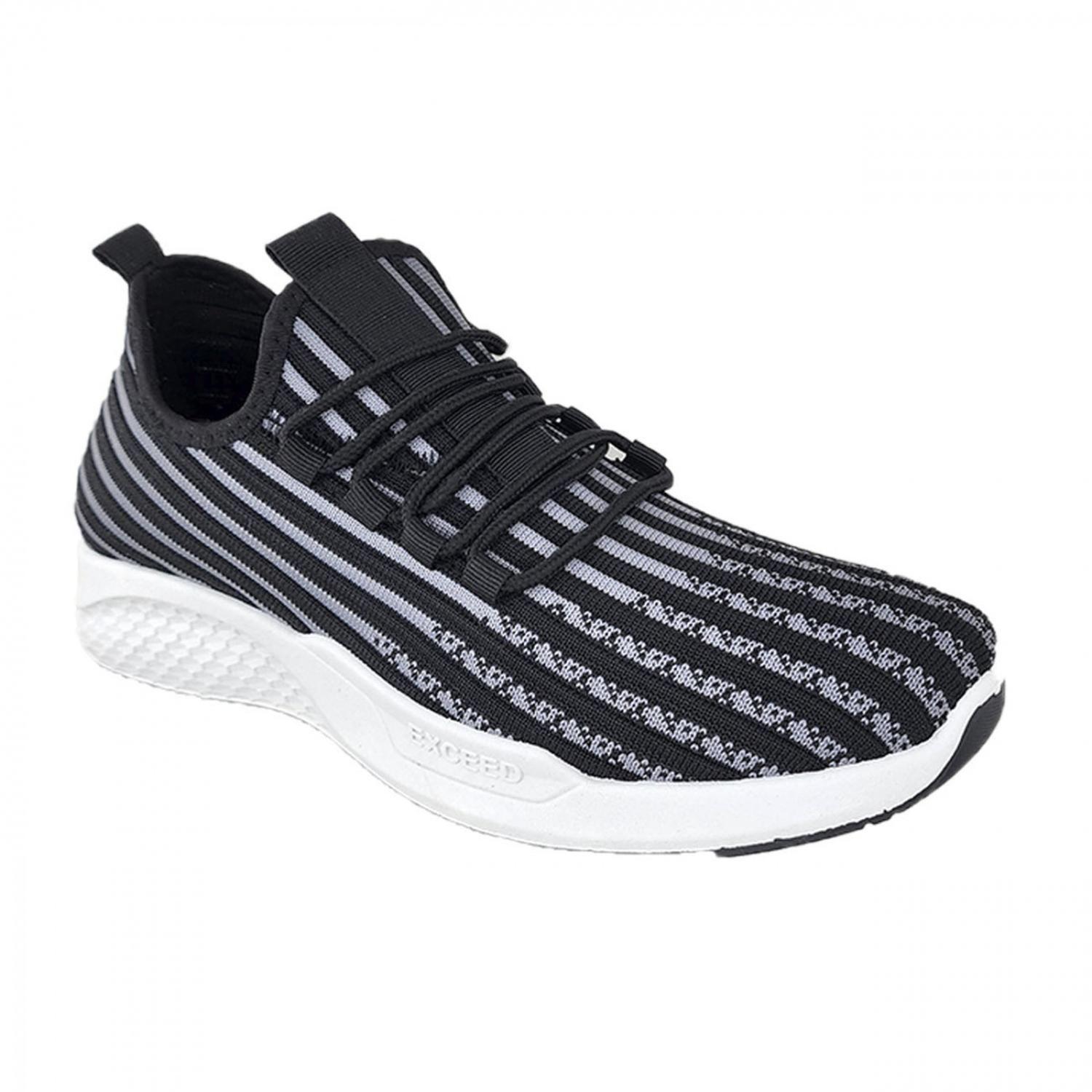 Zapatillas Deportivas Running Negro Rayas Gris 3204-1