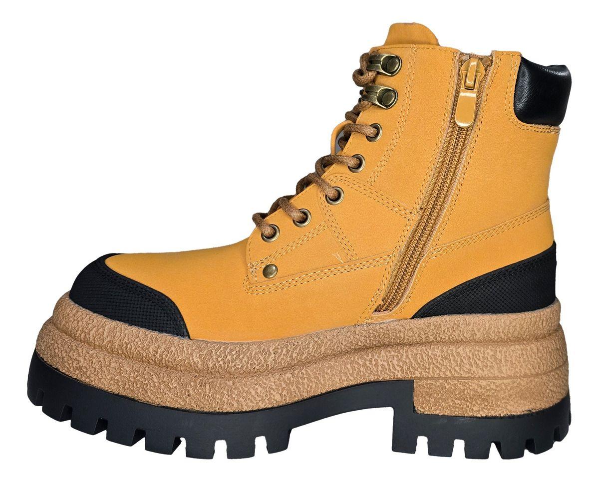 Botin Plataforma Mujer | Diseño Robusto Urbano  Camel - 7729-2