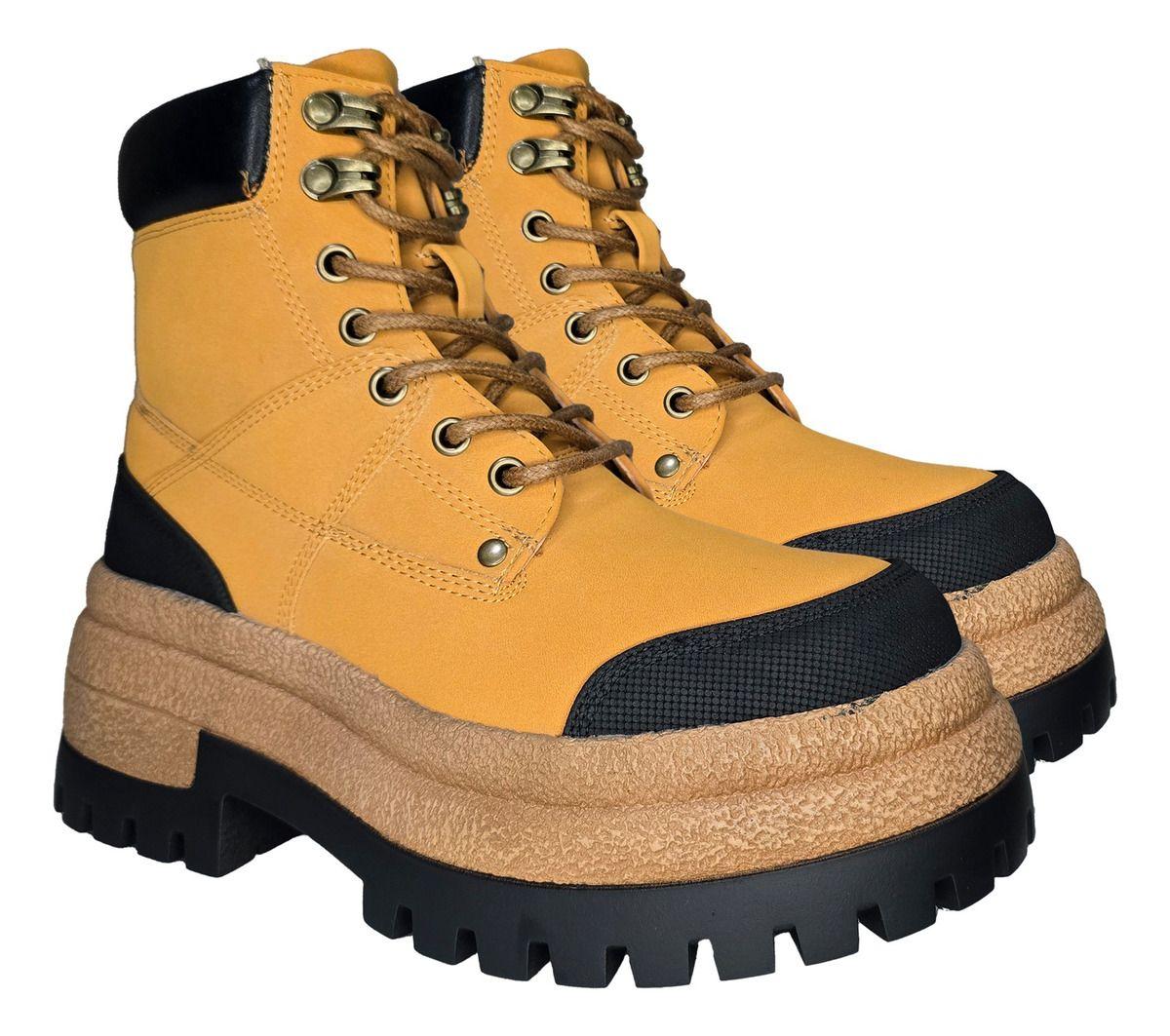 Botin Plataforma Mujer | Diseño Robusto Urbano  Camel - 7729-3