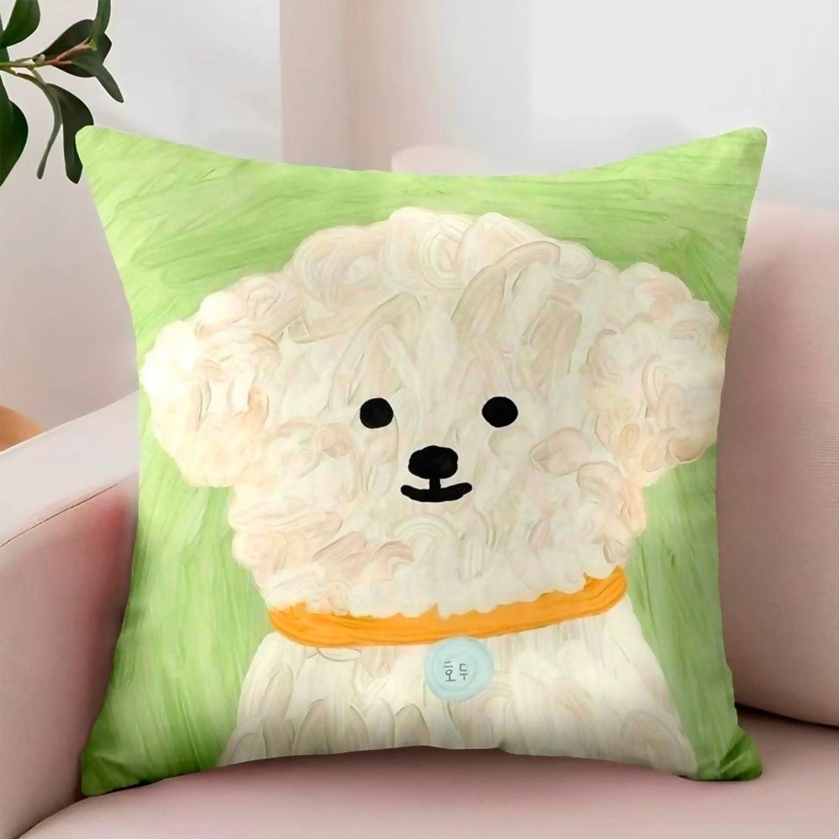 Funda cojín 45x45 cachorro dulce verde pastel living 782-4