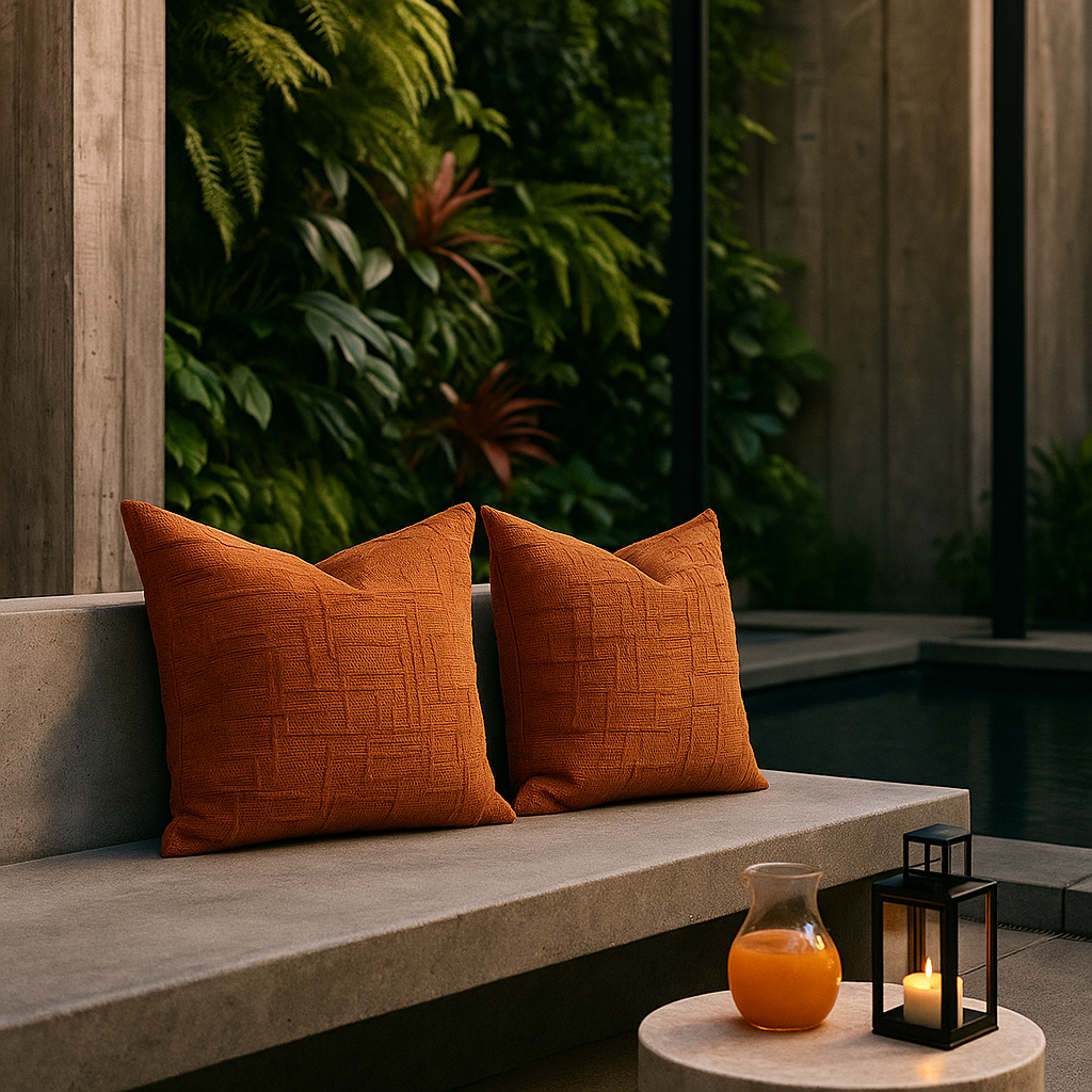 Pack 2 fundas de almohadón chenille terracota 45x45 living dormitorio 744-3