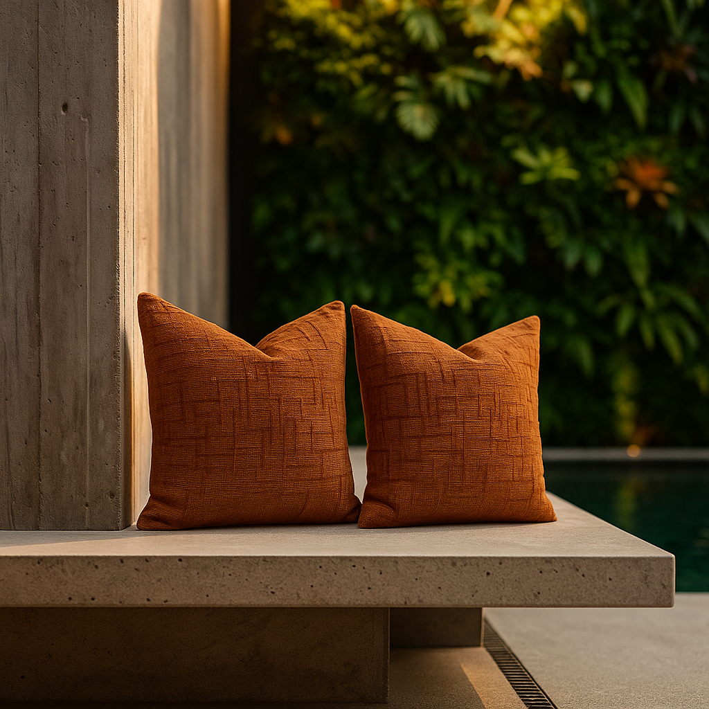 Pack 2 fundas de almohadón chenille terracota 45x45 living dormitorio 744-4