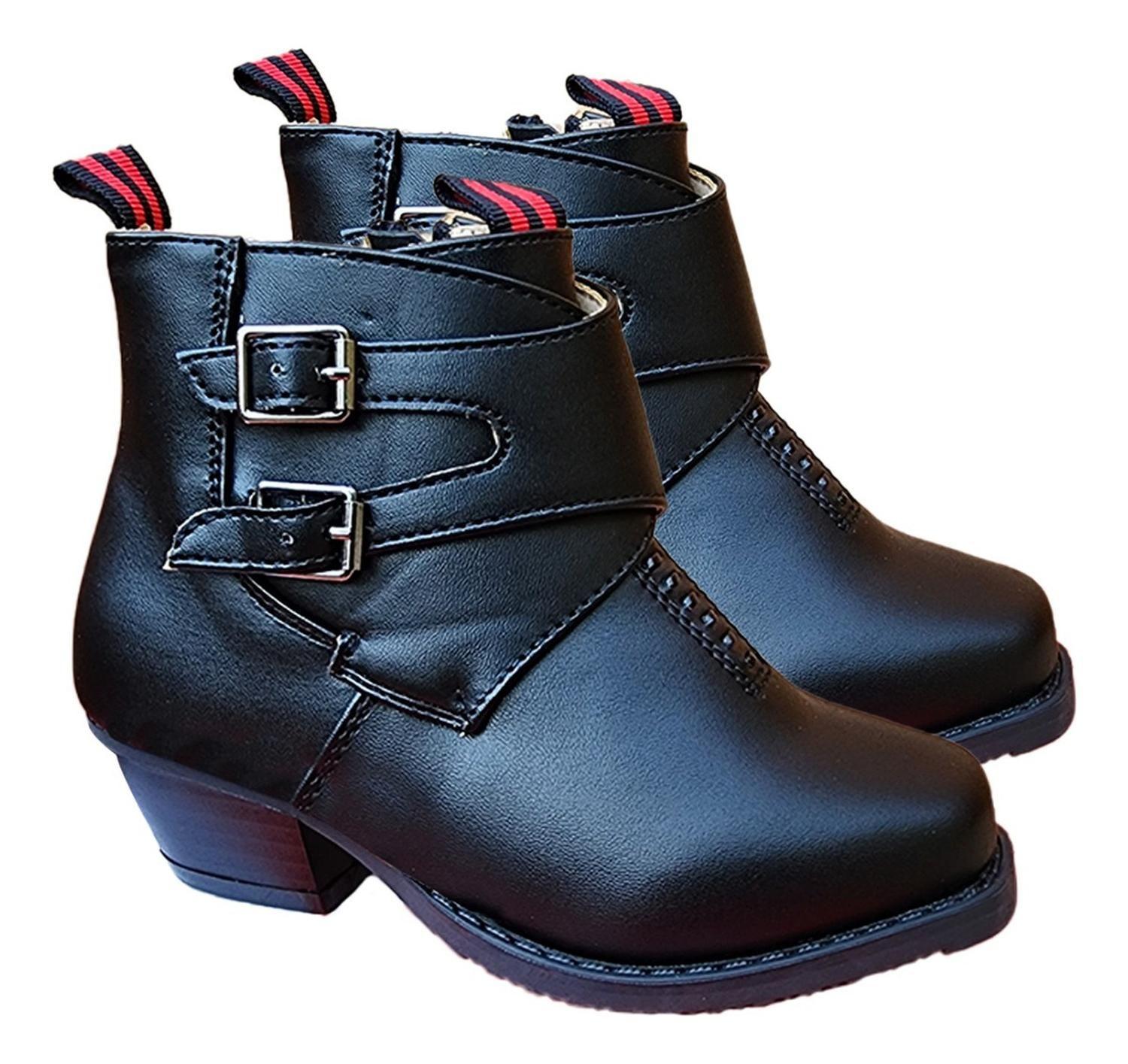 Zapato Botín De Huaso Niño Con Taco Doble Hebilla 7295-1