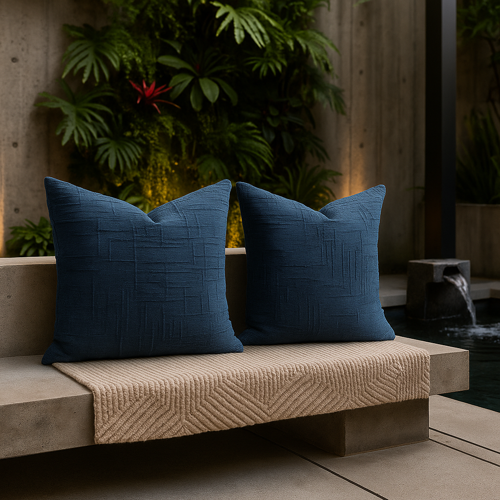 Pack 2 fundas de almohadón chenille azul 45x45 living dormitorio 744-4