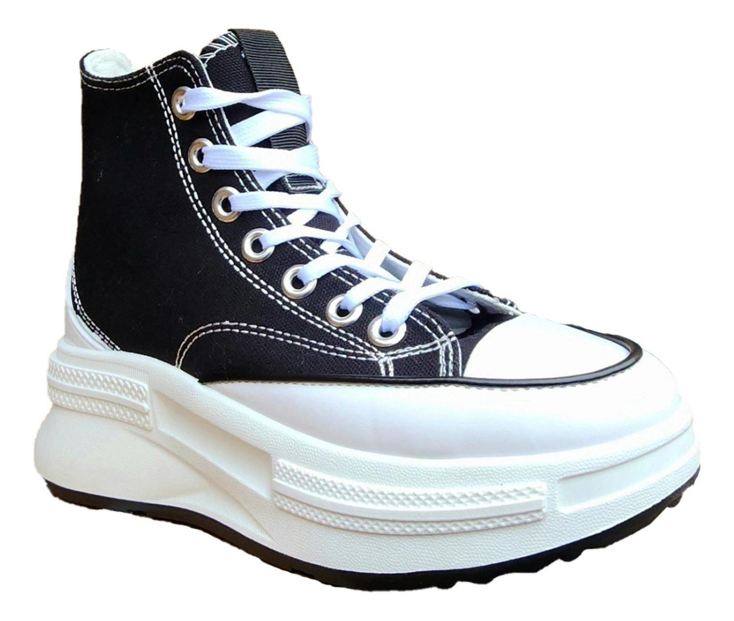 Zapatilla De Lona Con Caña Urbana Clasica Plataforma 7227-1