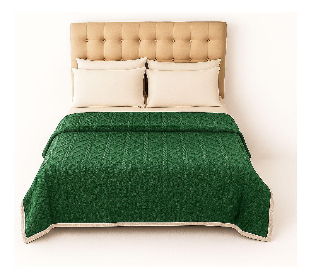 Frazada Sherpa verde patrón geométrico 160x220 extra acolchada living Chile-3