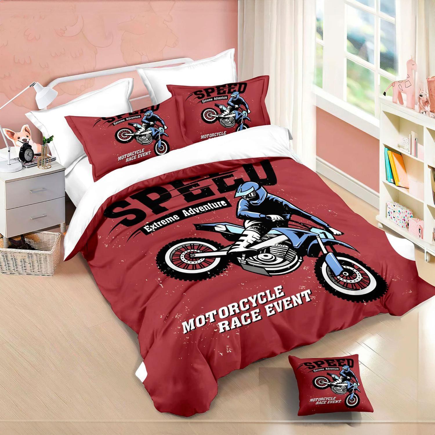 Cubrecama Quilt Verano 1.5 Plazas +funda 50x70 Motocross 605-0