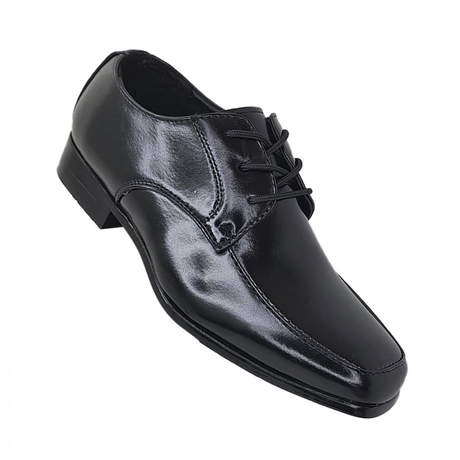 Zapato Formal de Vestir con Cordon Niño 3220 Negro brillante-0