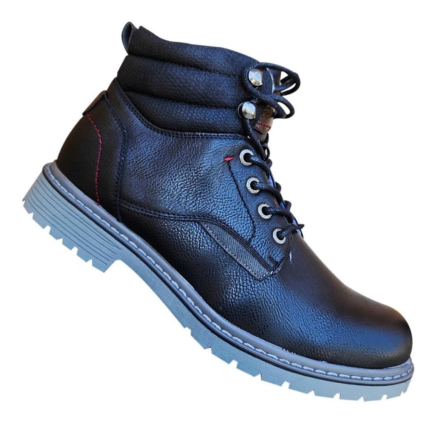 Botin Con Chiporro De Hombre Casual Con Cierre Y Cordón Negro - 7051-0