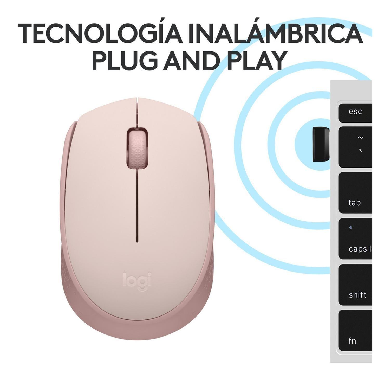 Mouse Inalambrico Logitech M170 Rosado Color Rosa Larga Dura-1