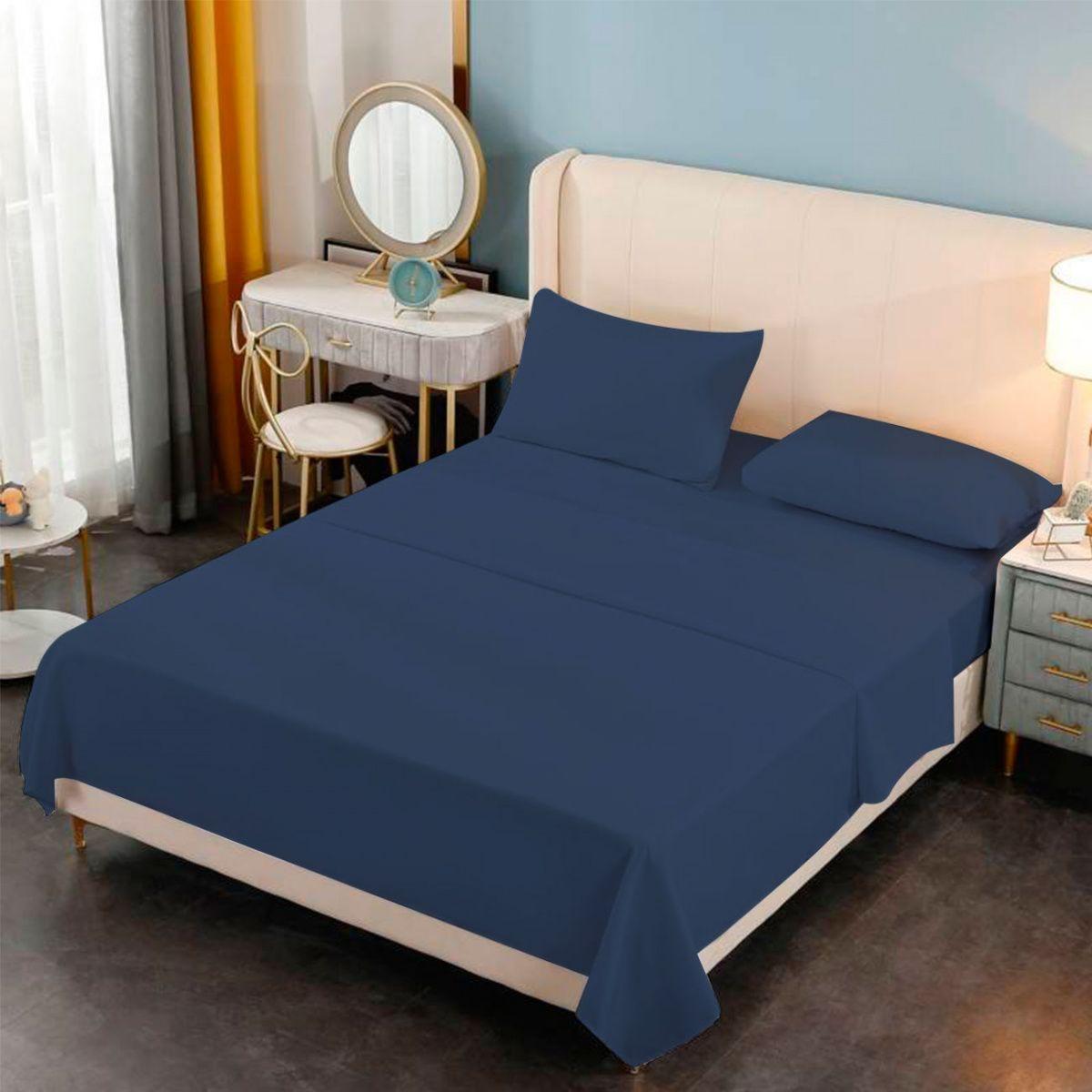 Sabana Premium Algodon 188 Hilos 2.0 Plazas Azul Marino-0