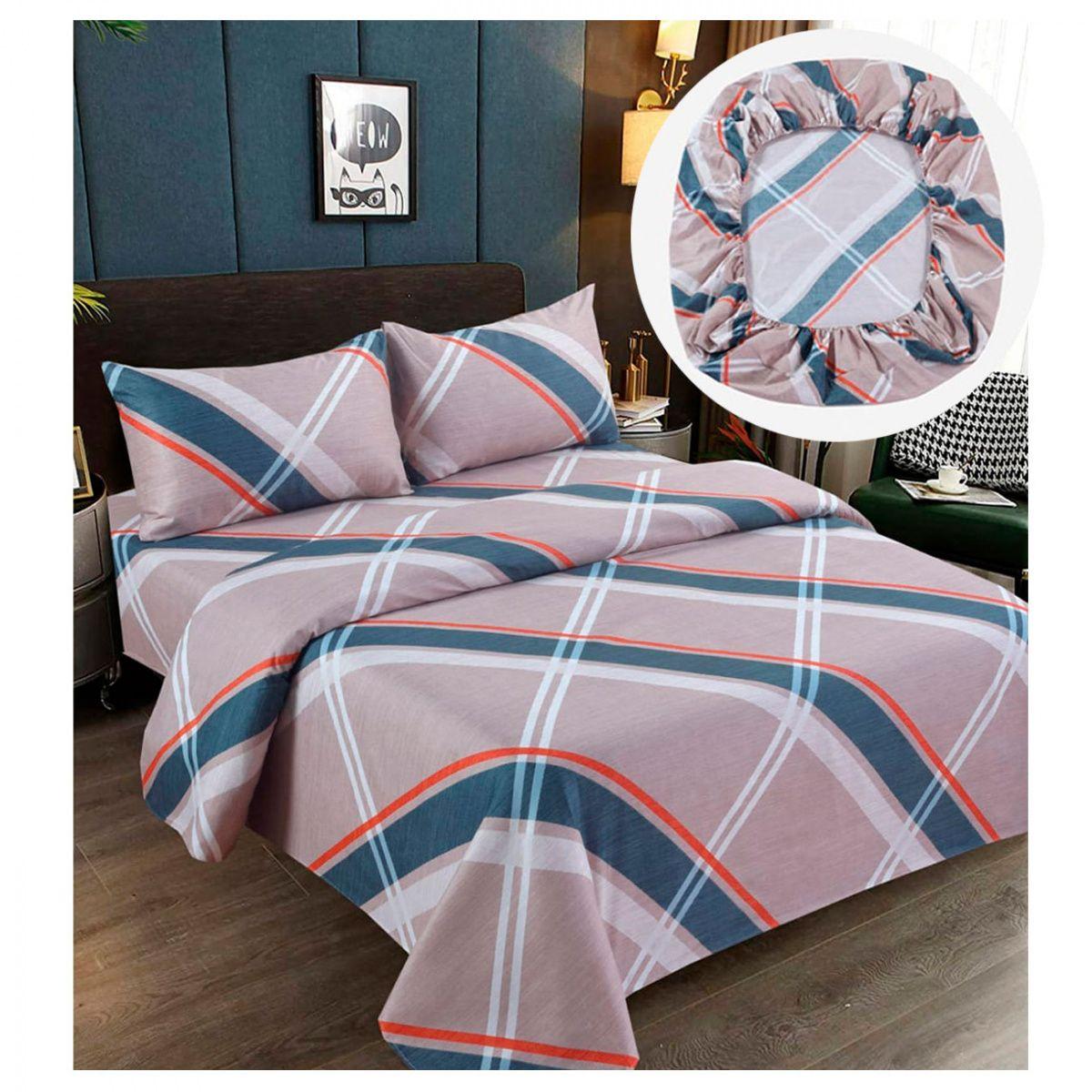 Sabanas Premium 100% Algodón 2.5 Plazas King Gris Rayas-1