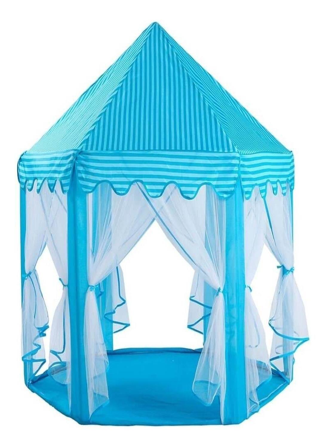 Carpa Castillo Tul Color Celeste Princesas Infantil-0