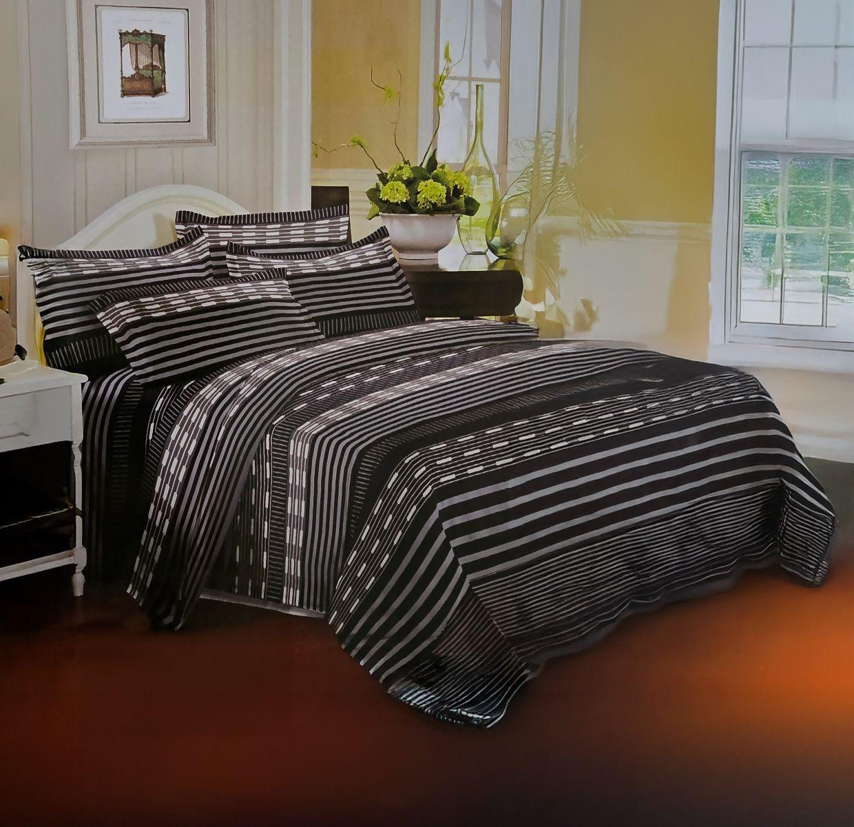 Sábana 1.5 Plazas 800 Hilos Diseño Americano Negro 802-0