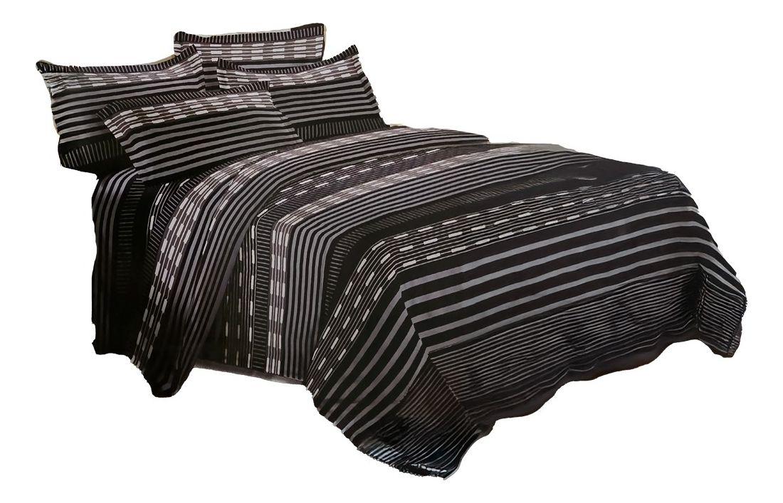 Sábana 1.5 Plazas 800 Hilos Diseño Americano Negro 802-1