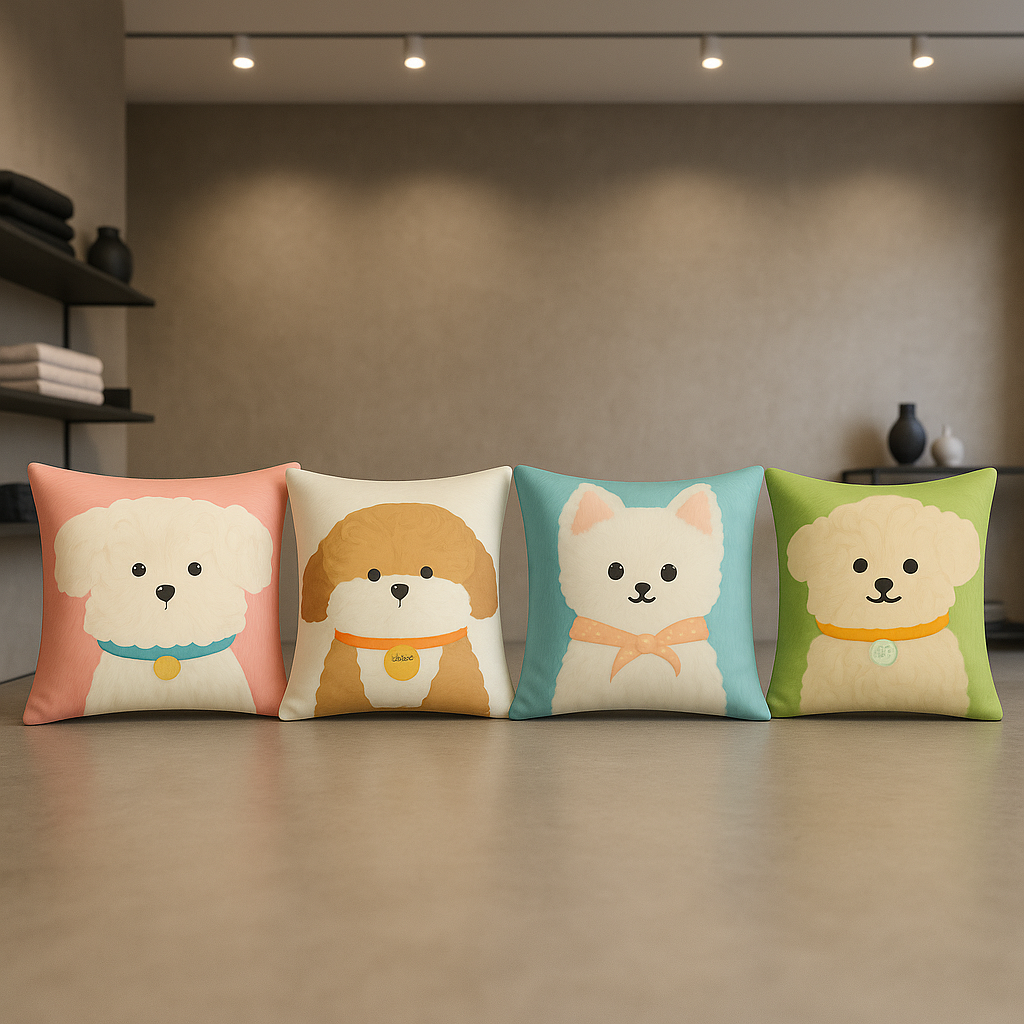 Funda textil 45x45 cachorro café living dormitorio 779-5