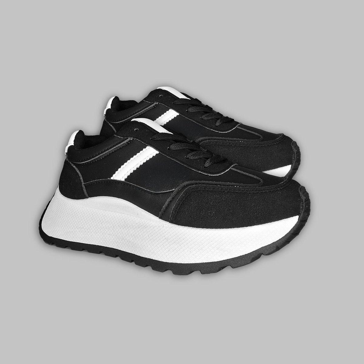 Zapatillas Negras Urbanas | Diseño Moderno y Plataforma - 7686-2