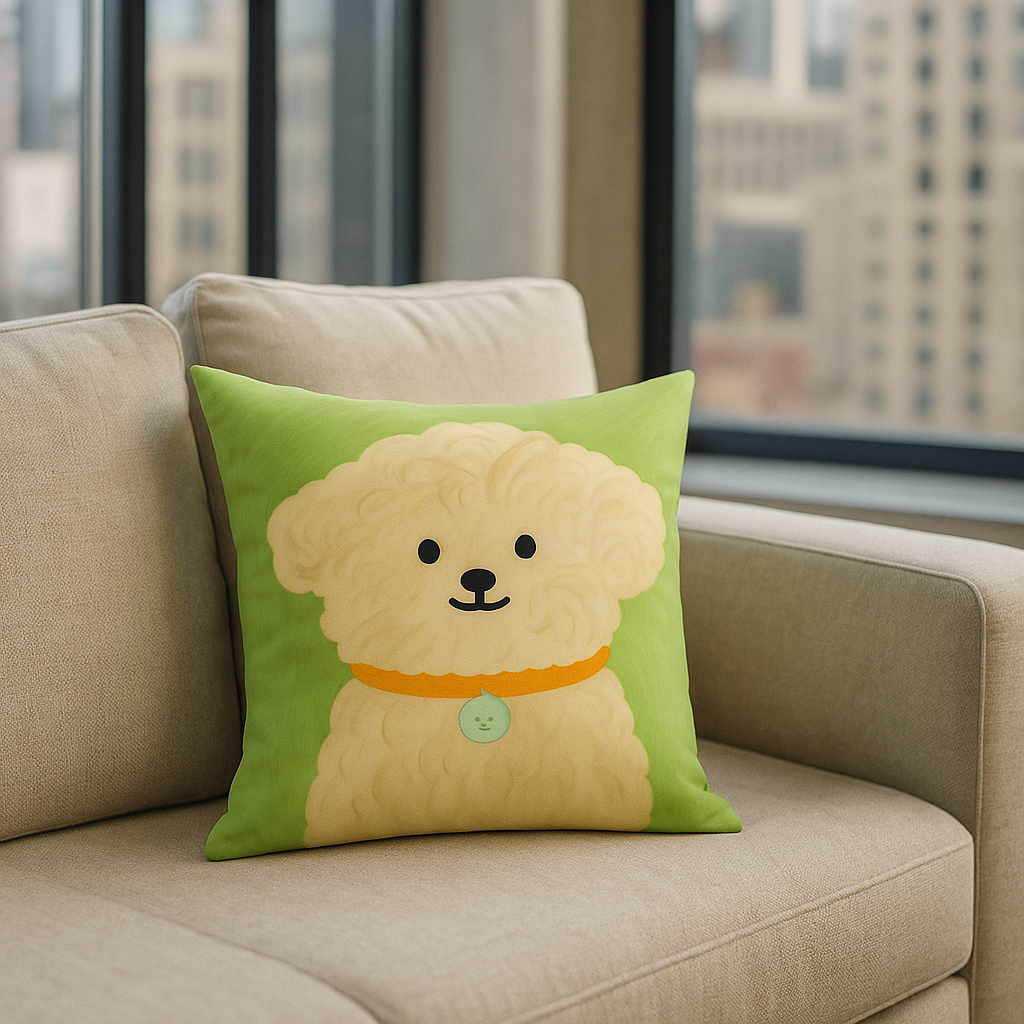 Funda almohadón perrito adorable 45x45 verde hogar 782-3