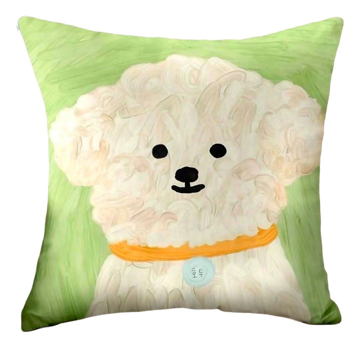 Funda almohadón perrito adorable 45x45 verde hogar 782-4