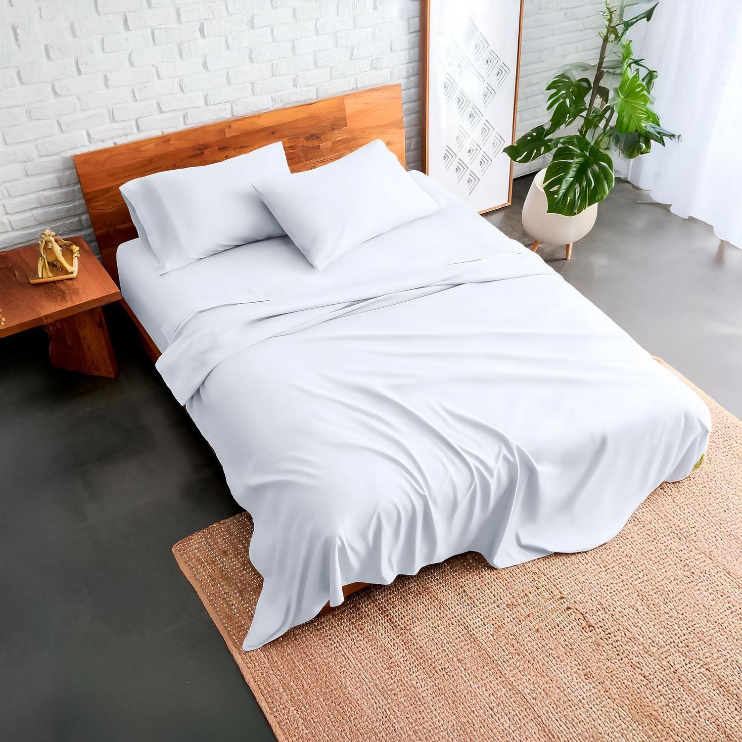 Sabanas De Algodon 800 hilos Premium 1.5 Blanco + Fundas-2