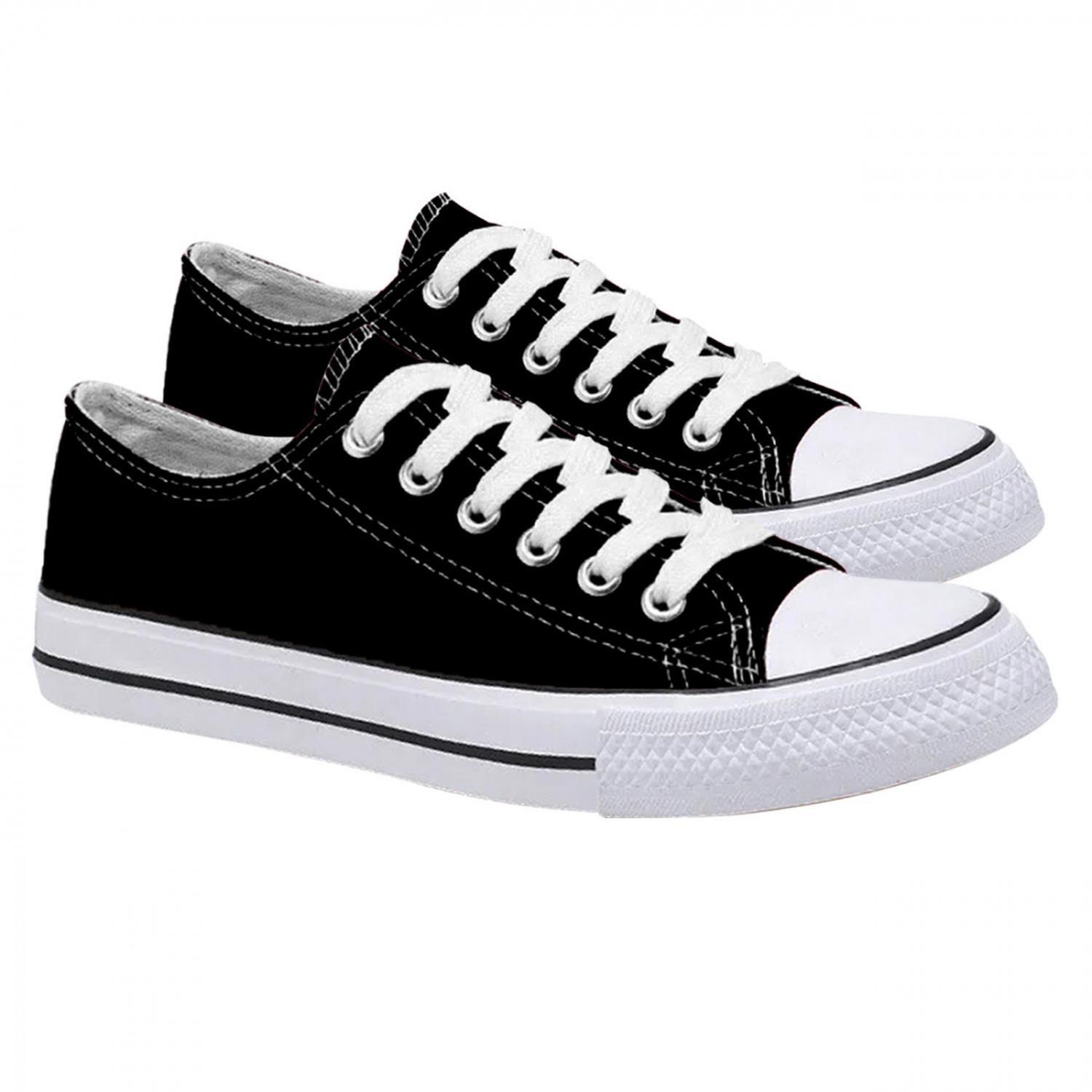 Zapatilla Urbana De lona Casual - Negro Blanco - 7079-2