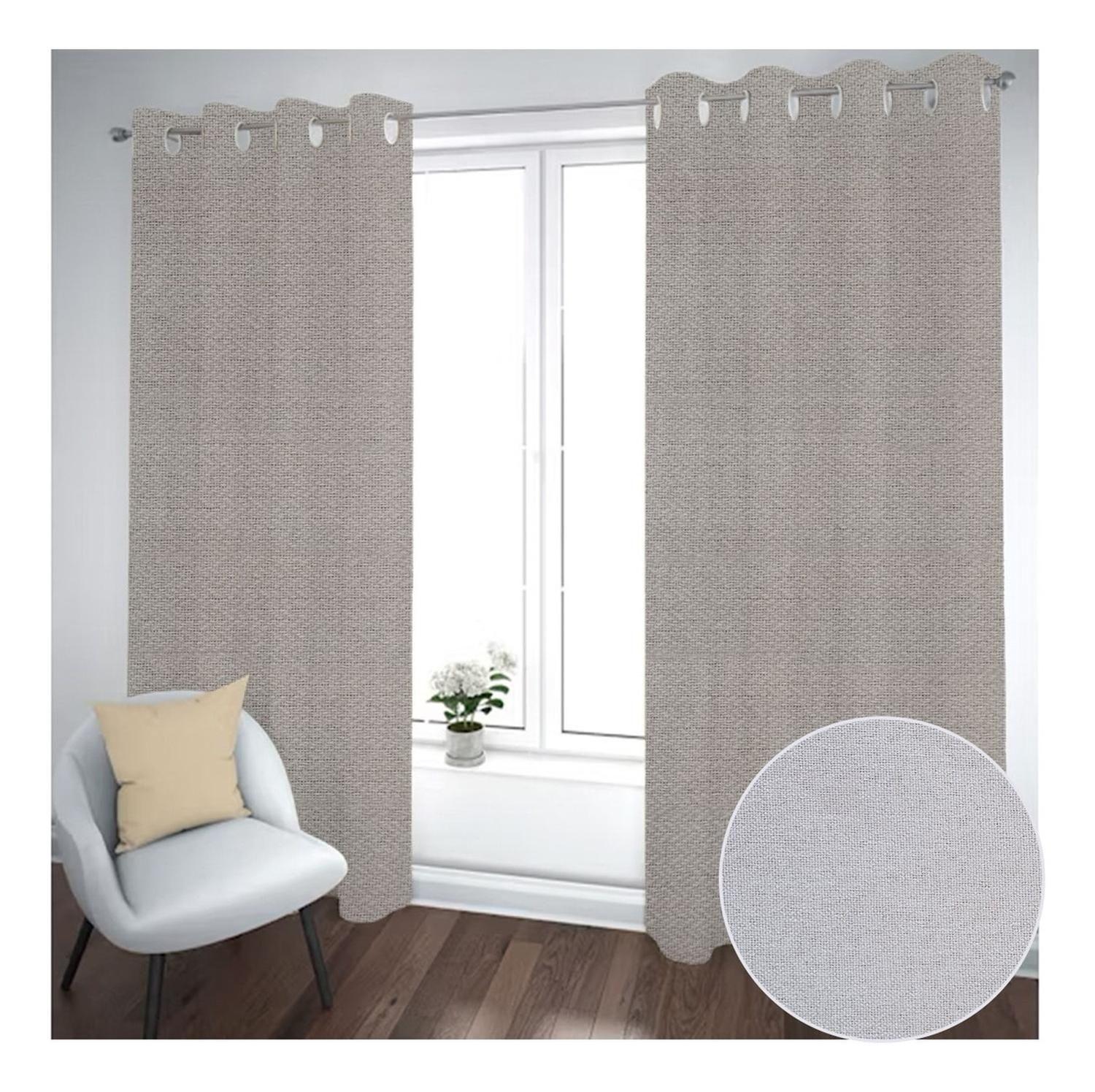 Cortina Black Out 2 Paños Decorativa Beige Textura N°4 (140x230)-0