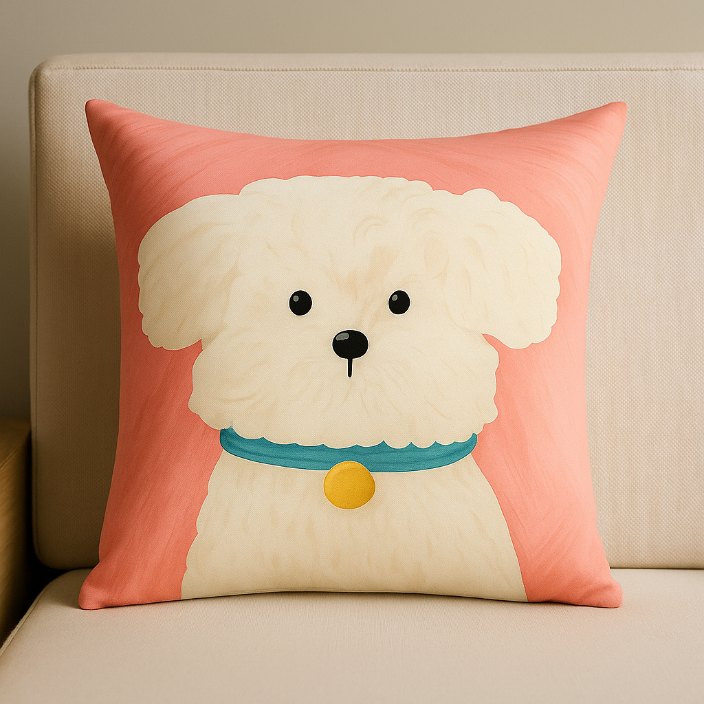 Funda cachorro tierno 45x45 rosa pastel decorativa 780-0