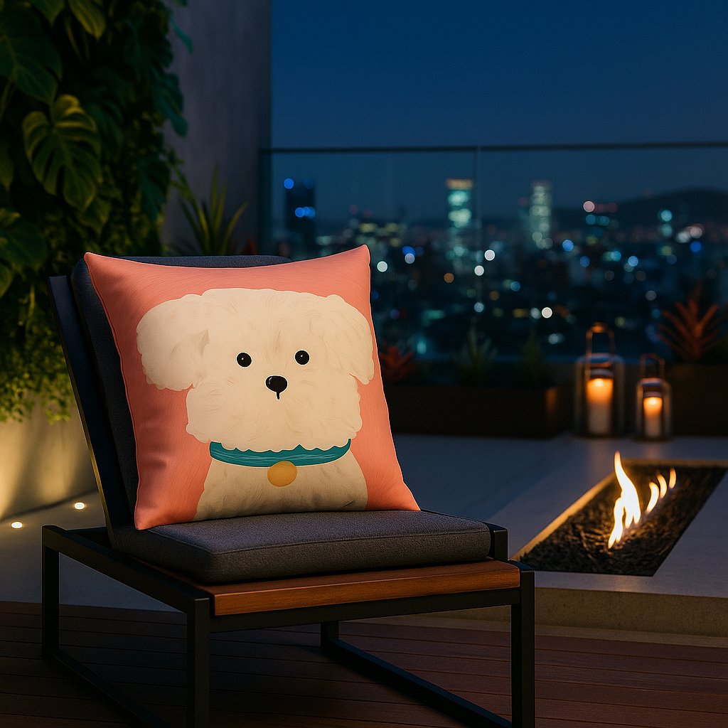 Funda decorativa perrito blanco 45x45 rosa hogar 780-4
