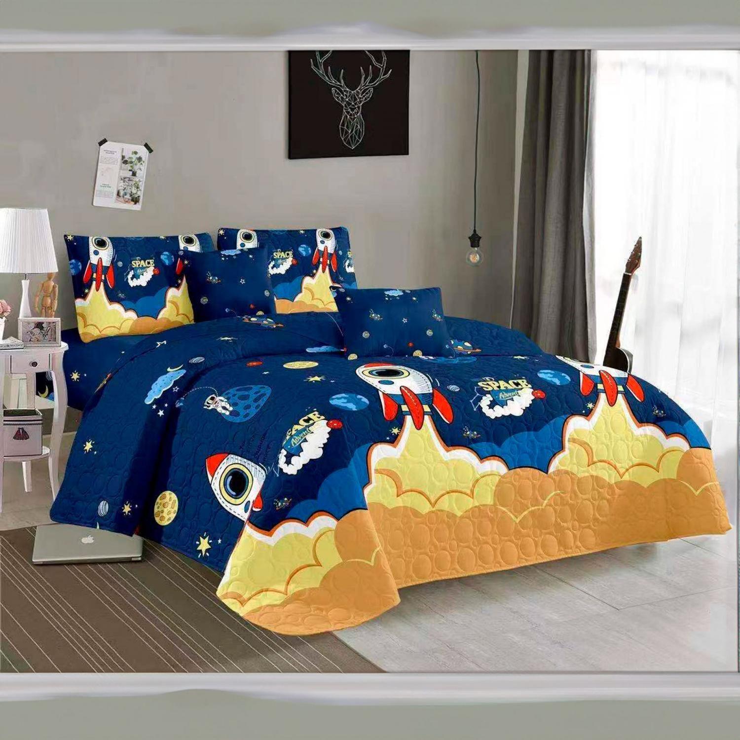 Cubrecama Quilt Verano 1.5 Plazas+funda 50x70 Space Azul 612-0