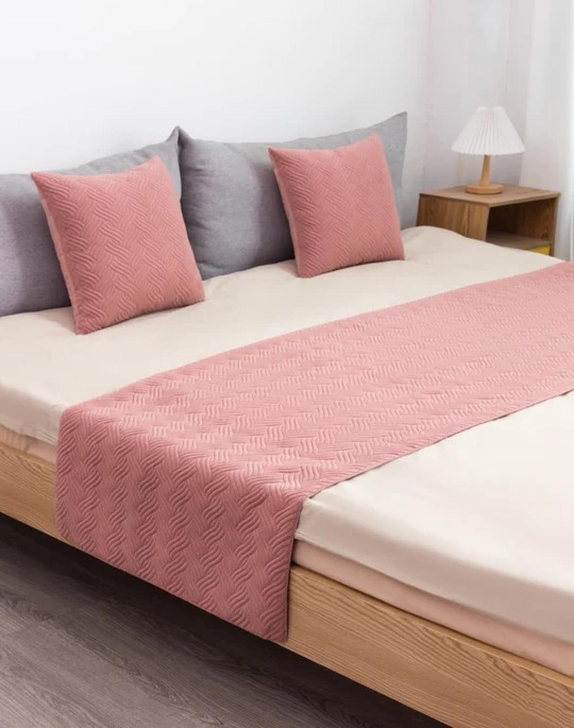 Set Piecera + Dos Fundas De Cojín Plush Trenzado Variedad-0