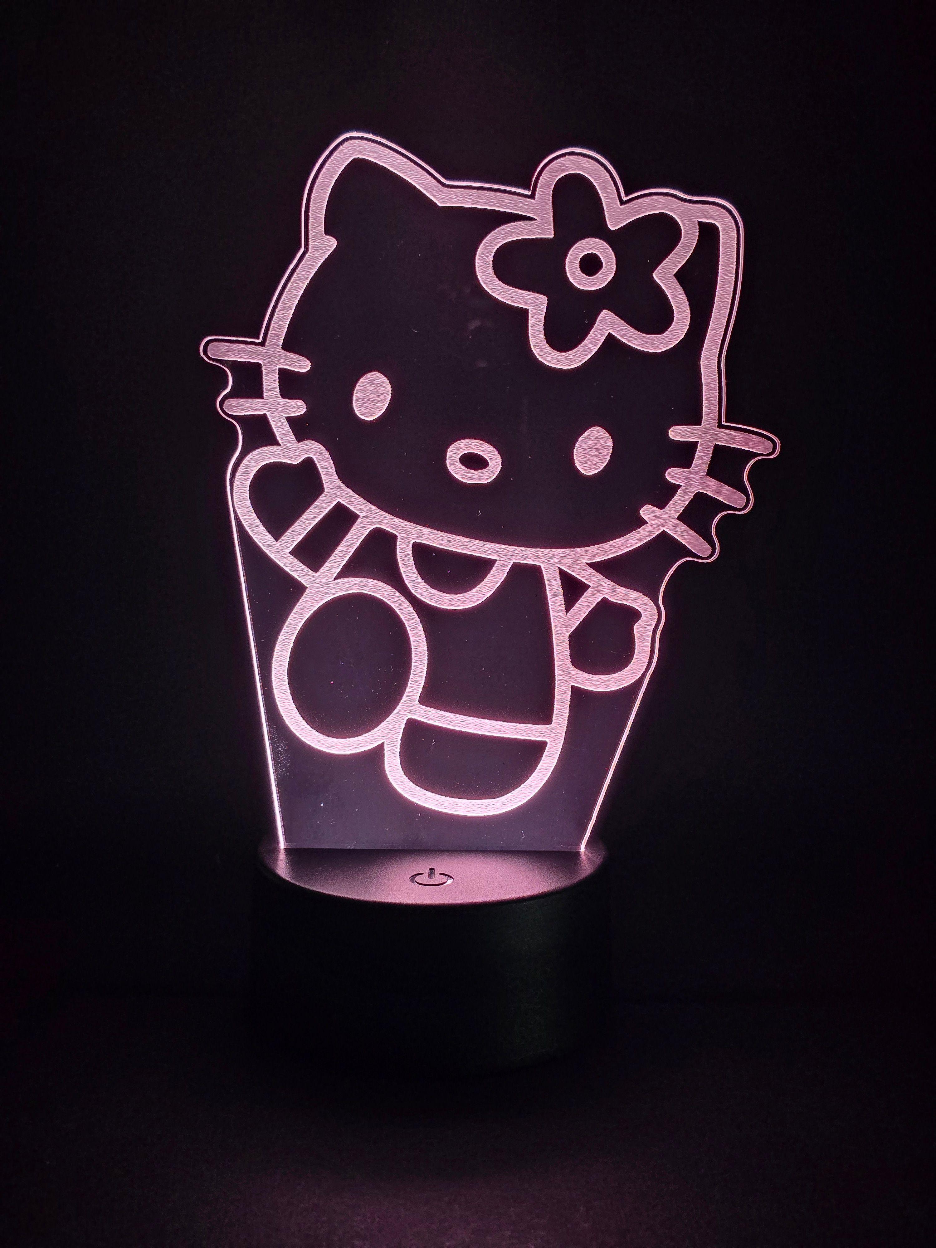 Lámpara Led Hello Kitty Saludo Base Negra con Control-2