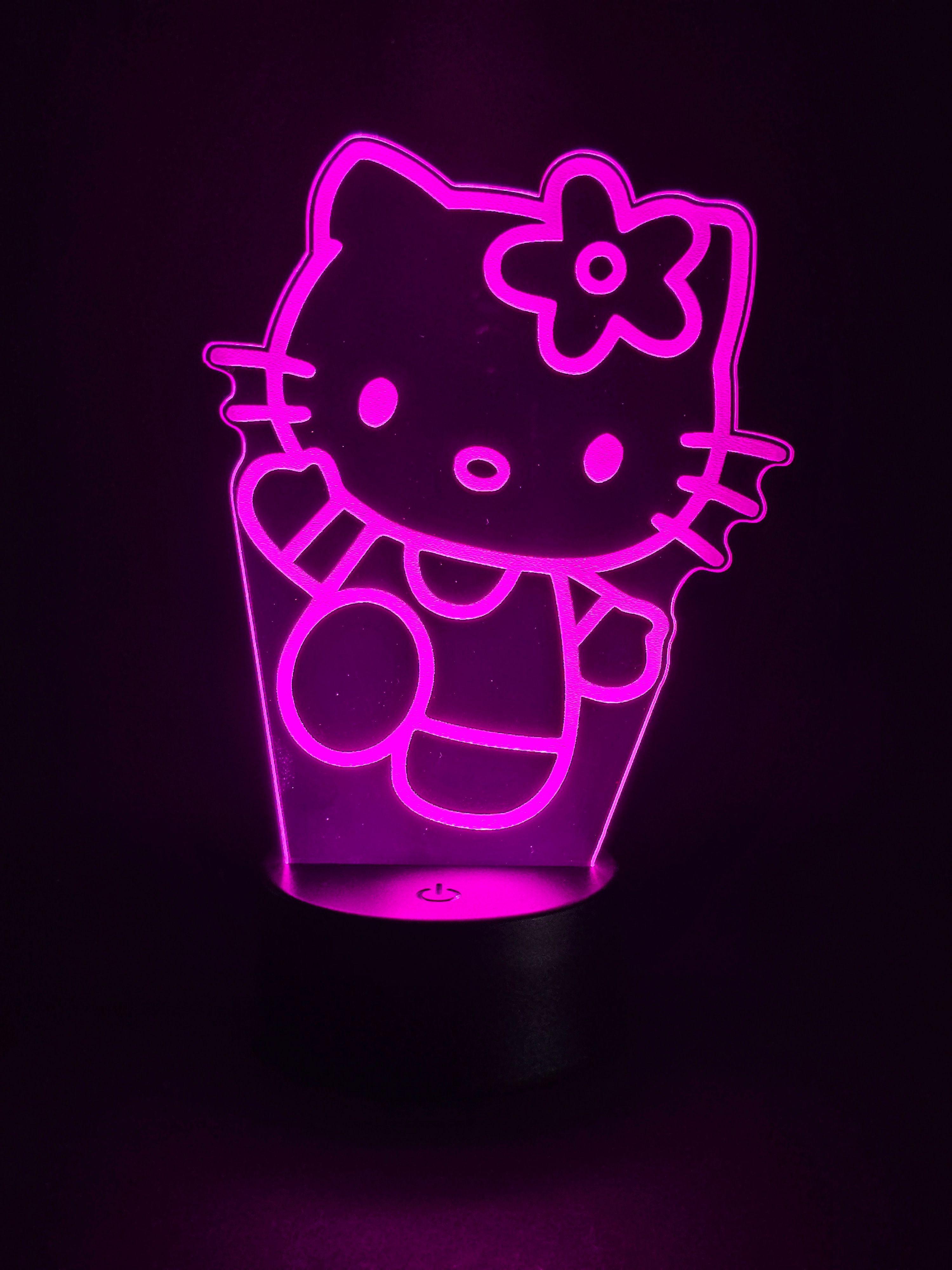 Lámpara Led Hello Kitty Saludo Base Negra con Control-3