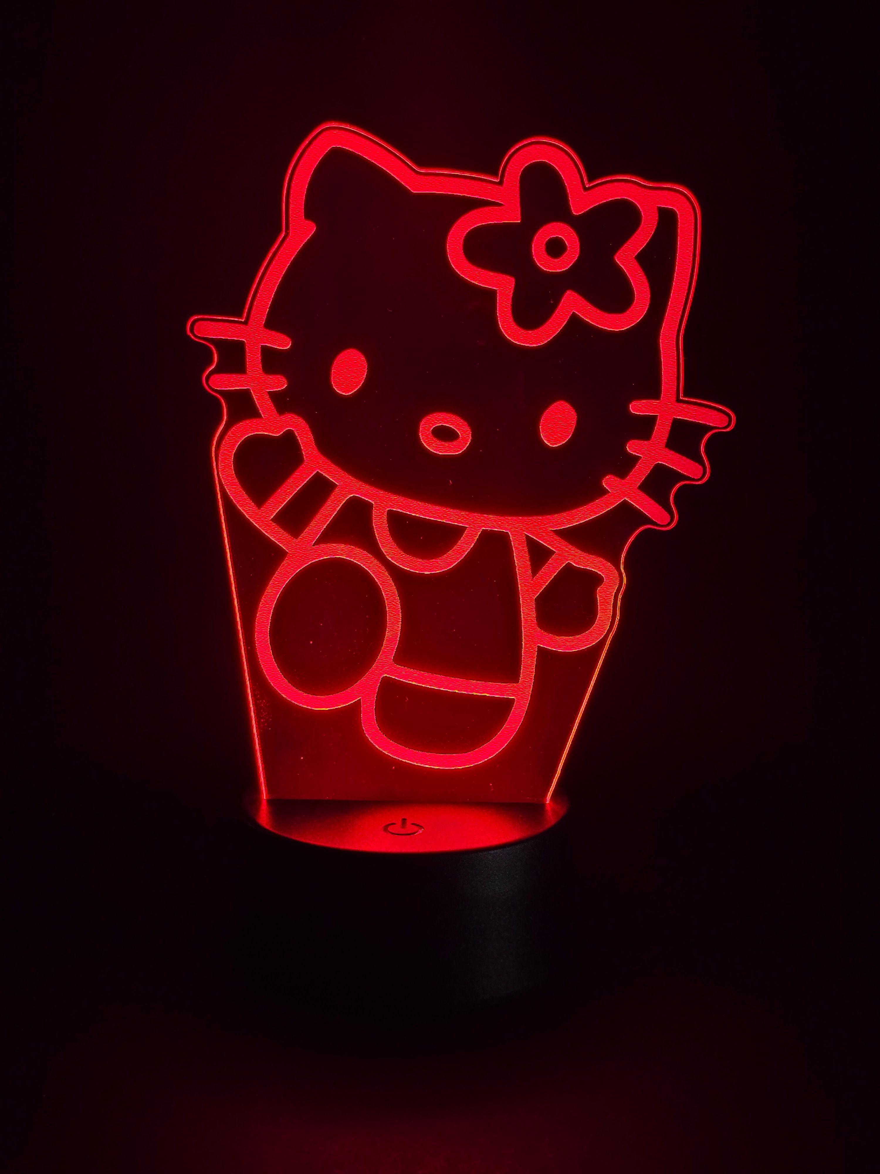Lámpara Led Hello Kitty Saludo Base Negra con Control-4