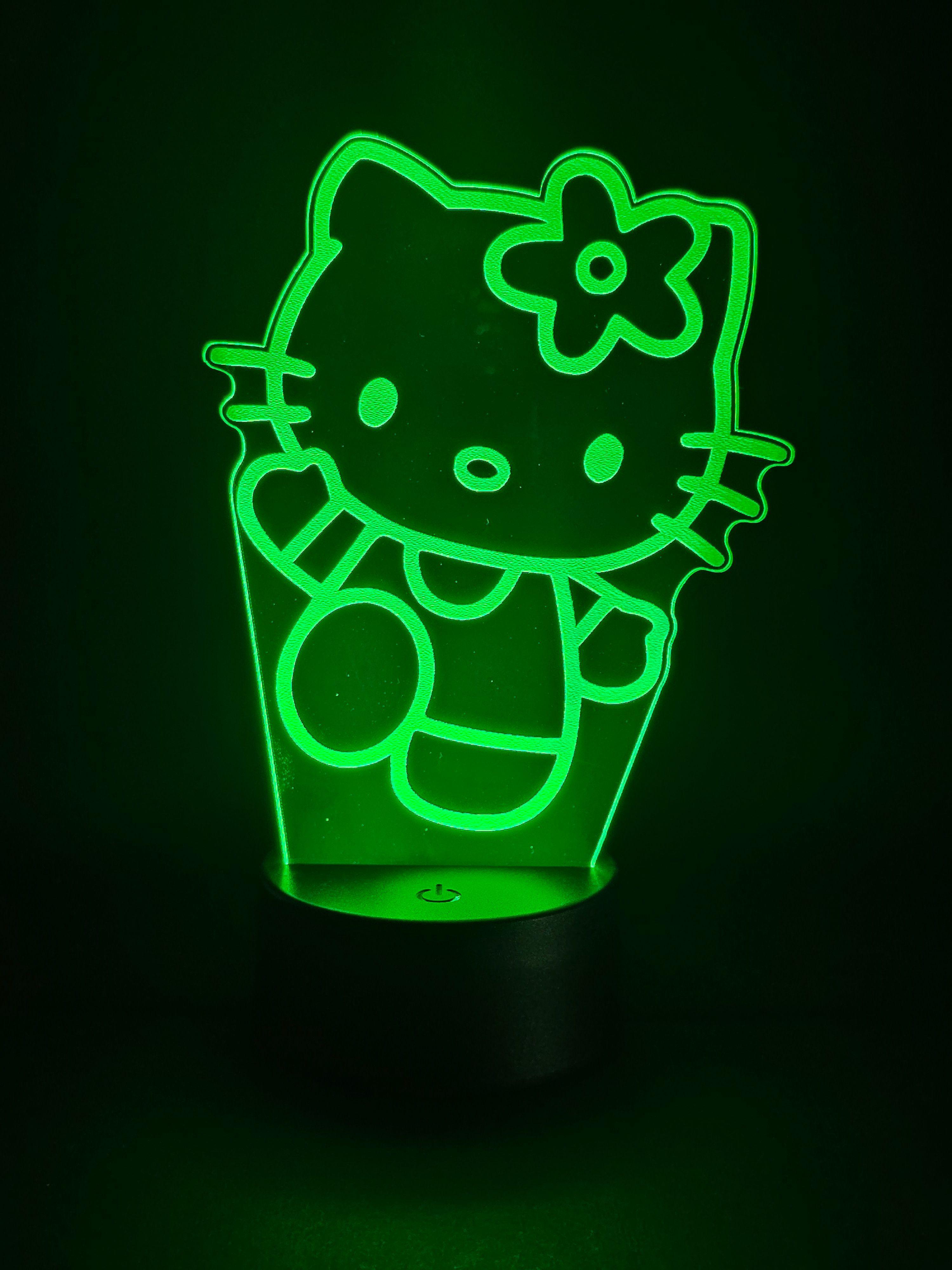 Lámpara Led Hello Kitty Saludo Base Negra con Control-5