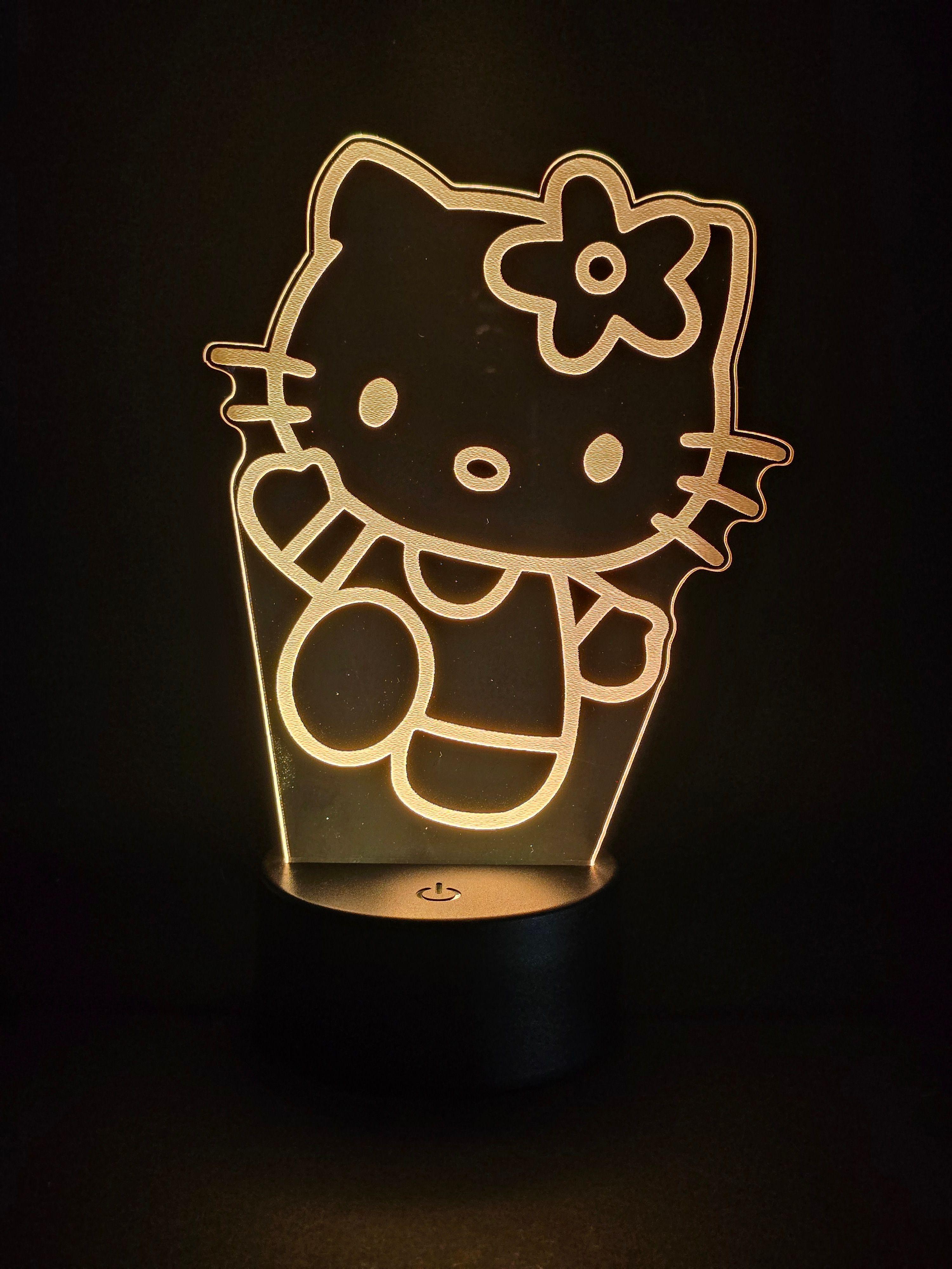Lámpara Led Hello Kitty Saludo Base Negra con Control-6