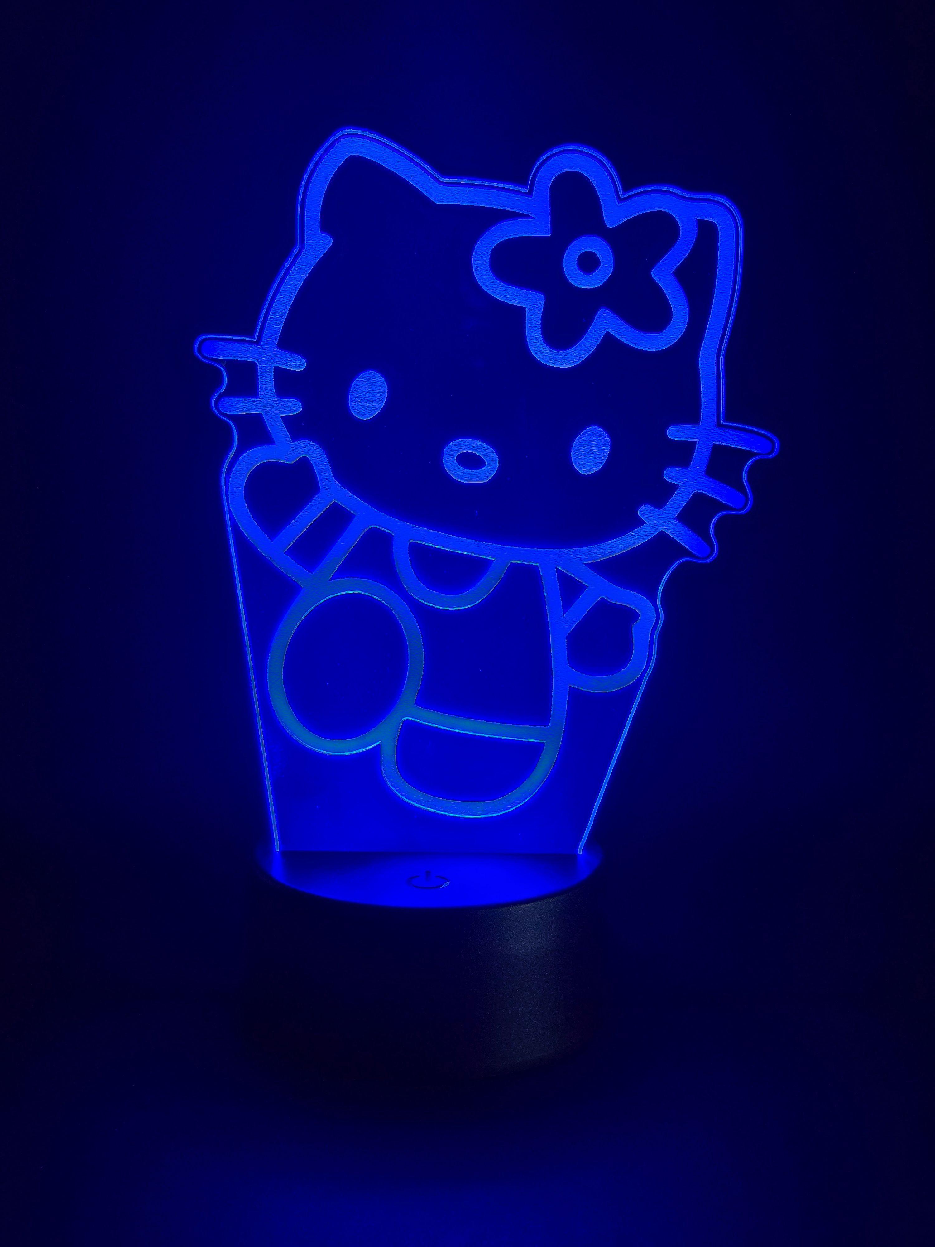 Lámpara Led Hello Kitty Saludo Base Negra con Control-7