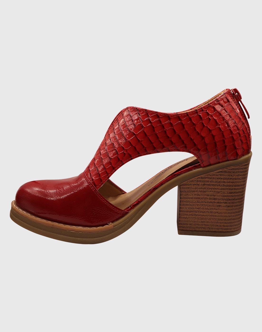 Zapato abierto croco Rojo-2