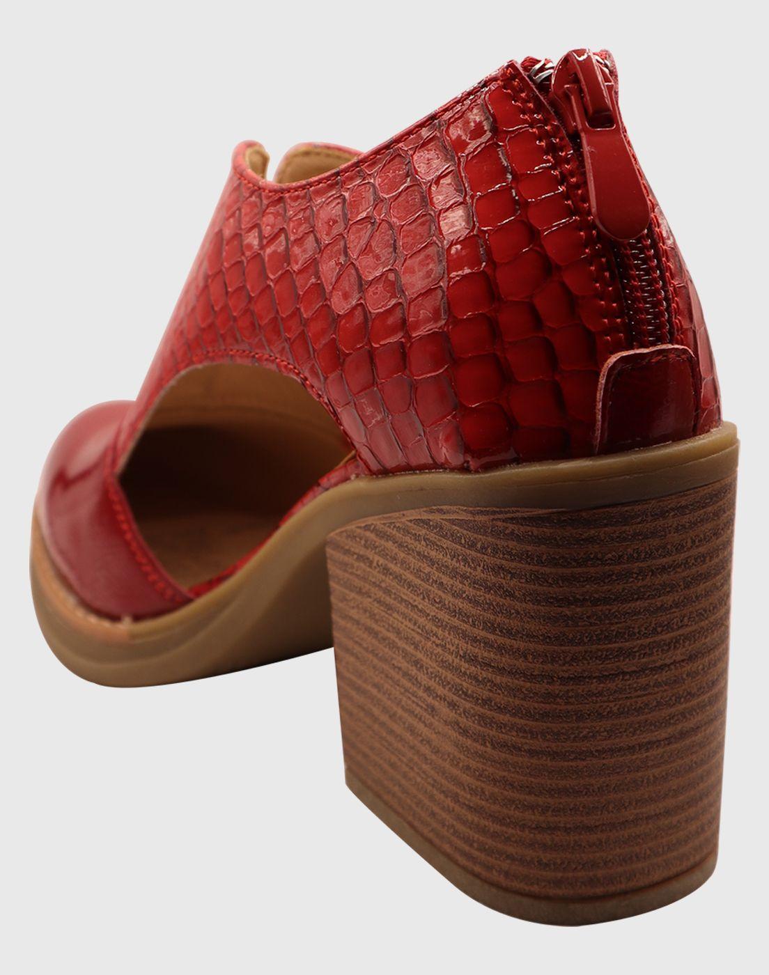 Zapato abierto croco Rojo-3