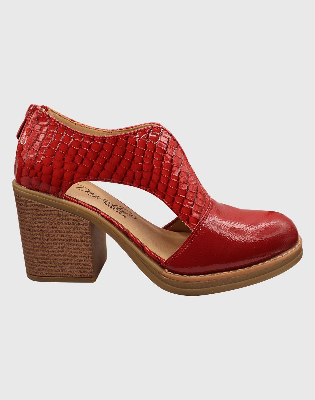 Zapato abierto croco Rojo-4