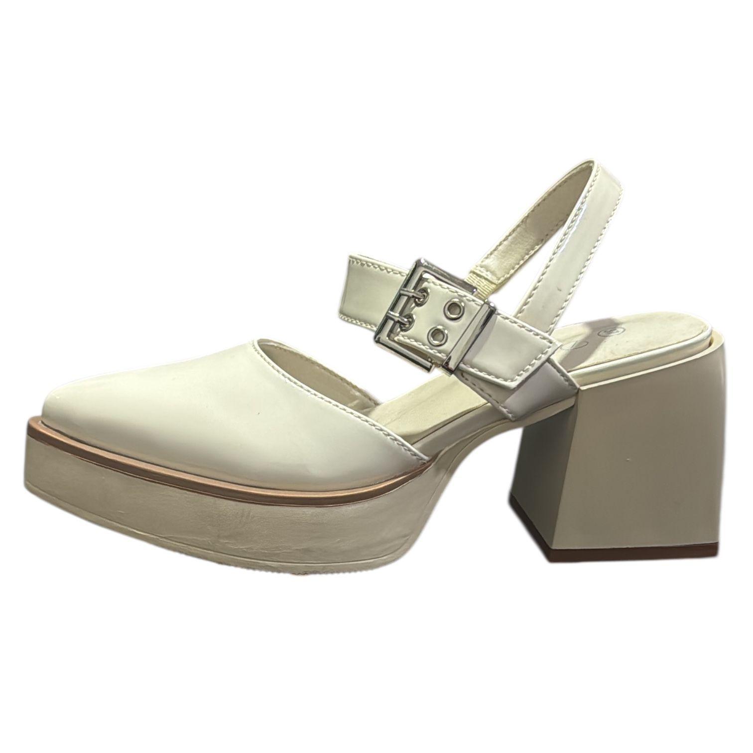Zapato para mujer taco grueso Blanco Danicolle-3