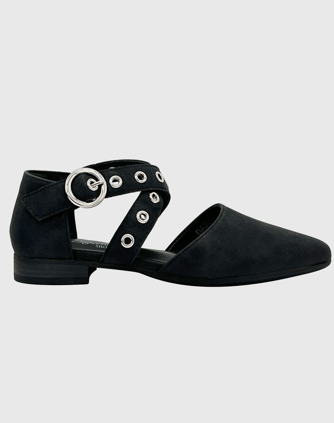Ballerina para mujer plana Ecocuero Negro-3