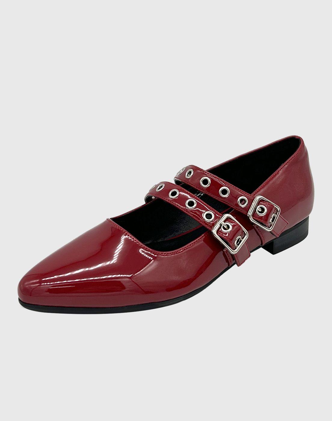 Ballerina para mujer plana charol Rojo-0