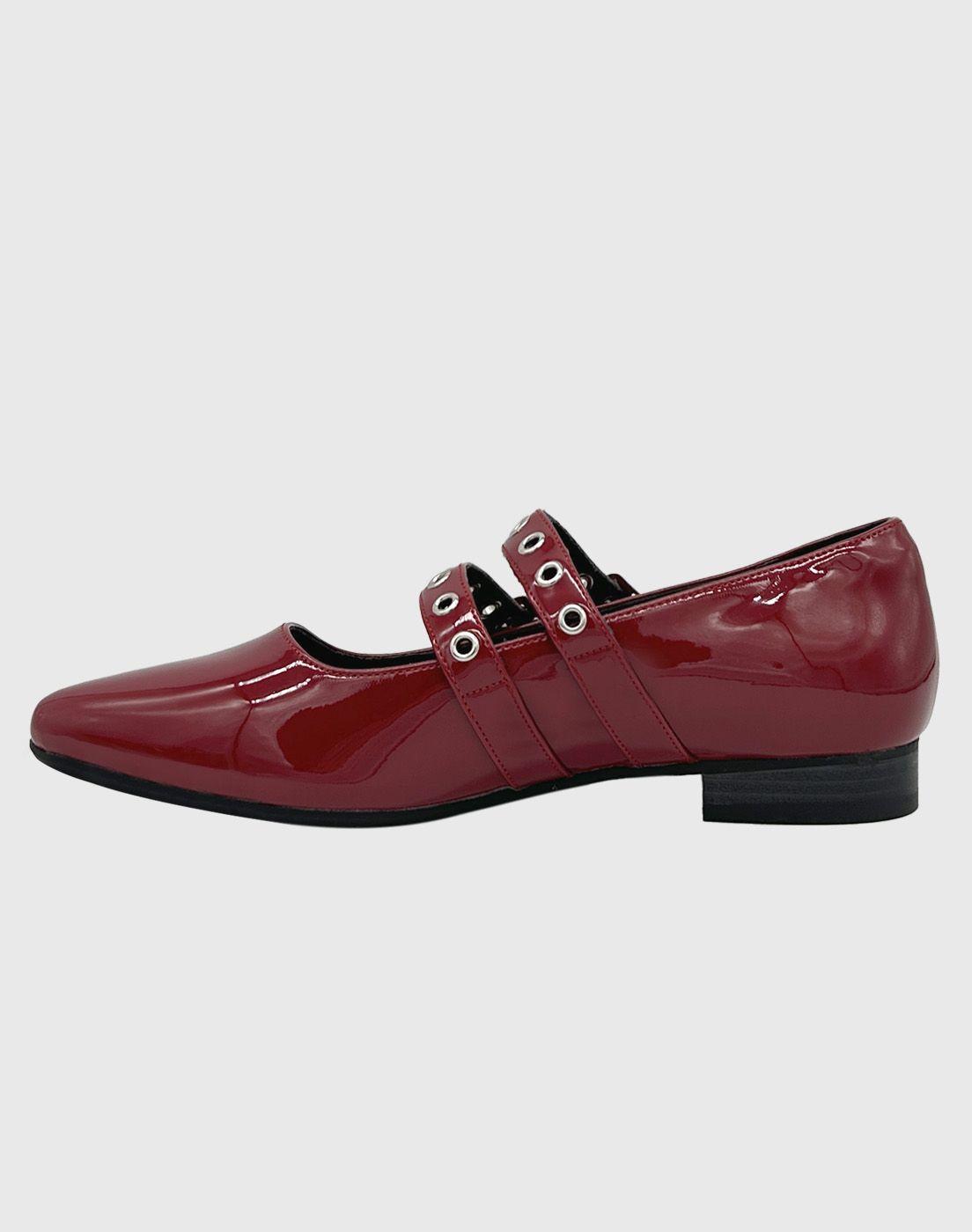 Ballerina para mujer plana charol Rojo-1