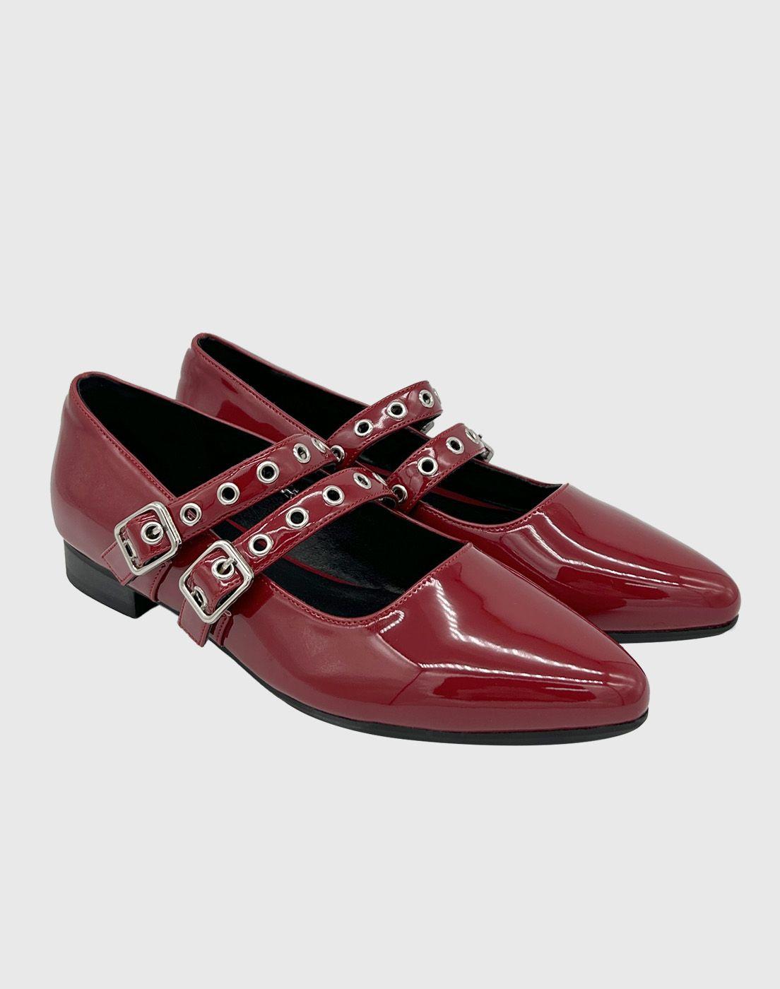 Ballerina para mujer plana charol Rojo-2