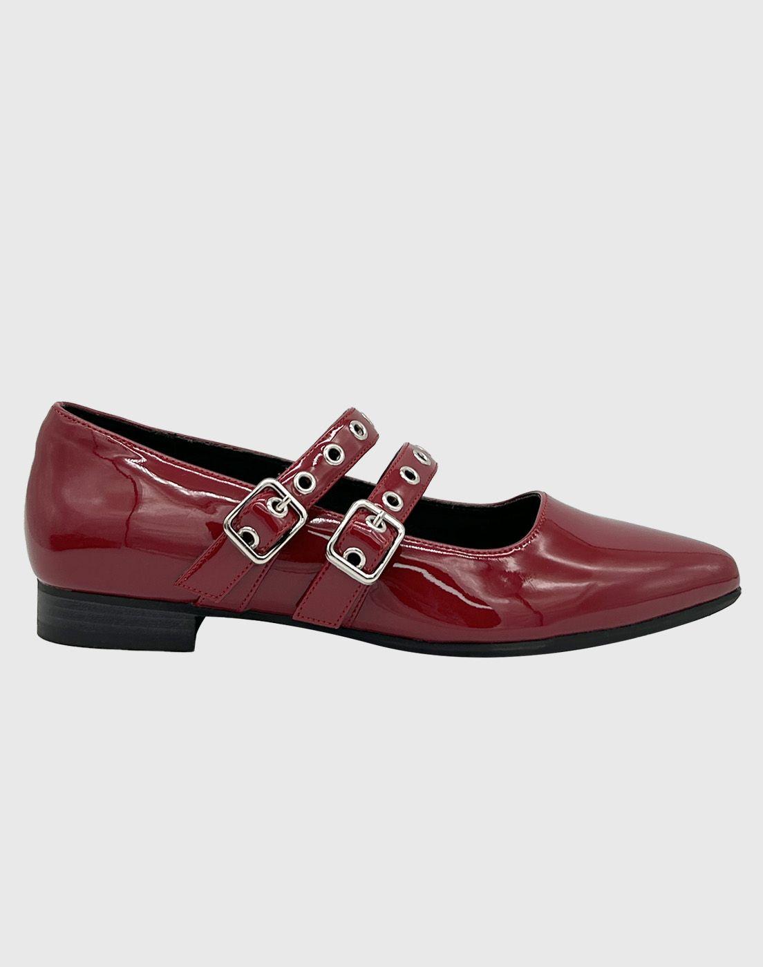 Ballerina para mujer plana charol Rojo-3