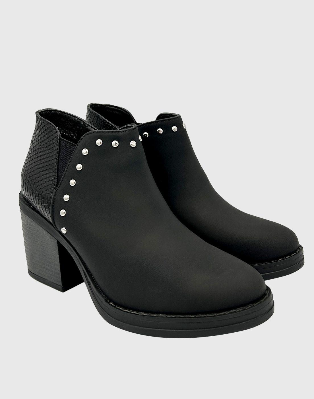 Botin para mujer con taco clasico Negro-2